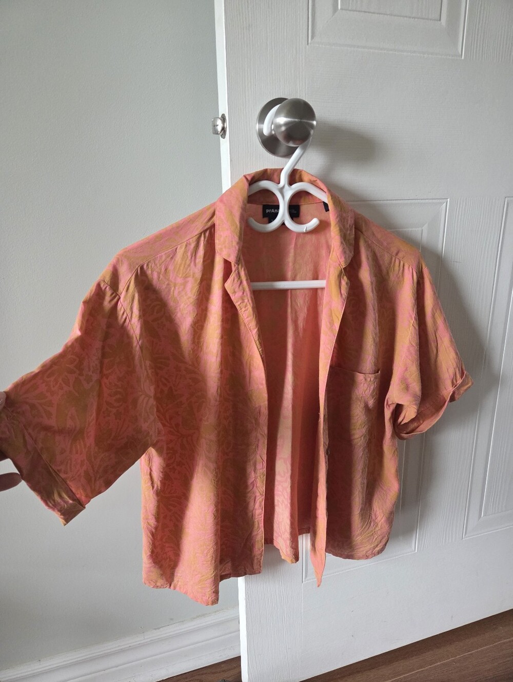 Prana Coral-Orange Short-Sleeve Button Down Shirt